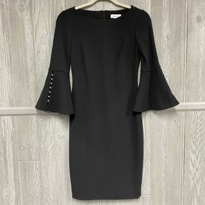 Black Calvin Klein Bell Sleeve Dress Size 2 NWT